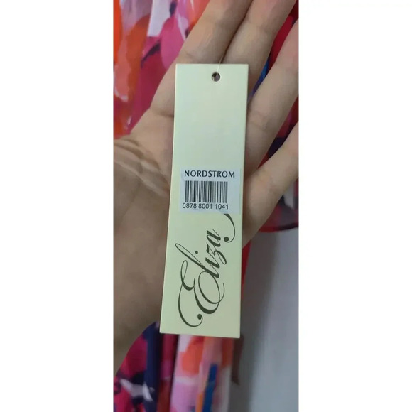 Eliza J. Floral Halter Neck Chiffon Hi-Low Maxi Dress Pink Fit & Flare Size 18 - Picture 7 of 8